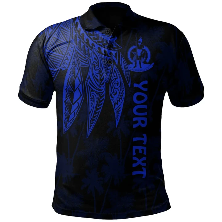Alohawaii Shirt, Polo Shirt Polynesian Hibiscus Vanuatu Personalised Polynesian Wings (Blue) | Alohawaii.co