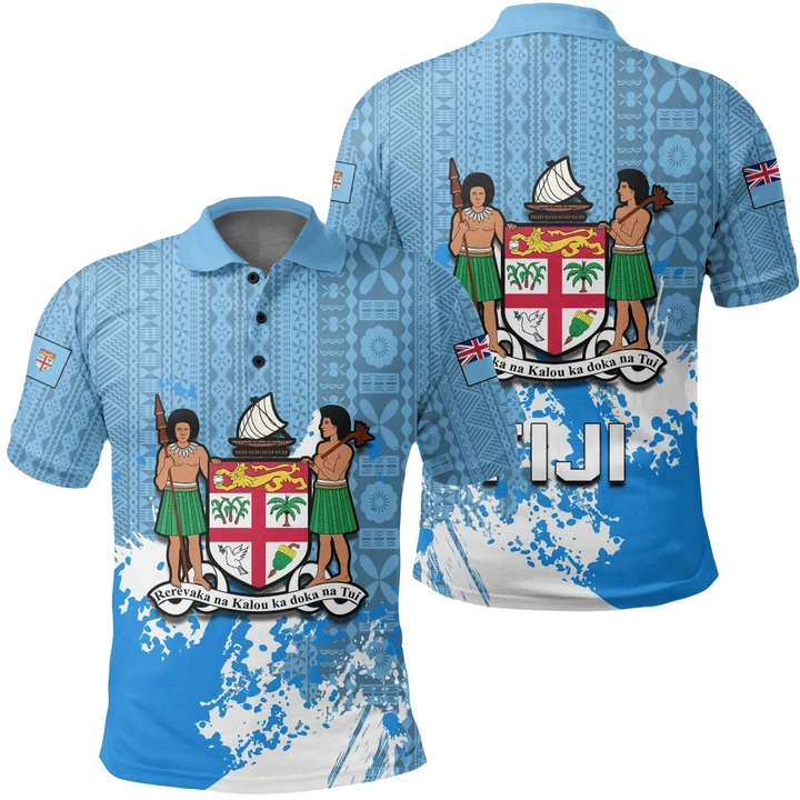 Alohawaii Shirt, Polo Shirt Polynesian Hibiscus Fiji Coat Of Arms Spaint Style J8W | Alohawaii.co