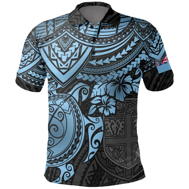 Alohawaii Shirt, Polo Shirt Polynesian Hibiscus Fiji Polynesian, Blue Turtle | Alohawaii.co
