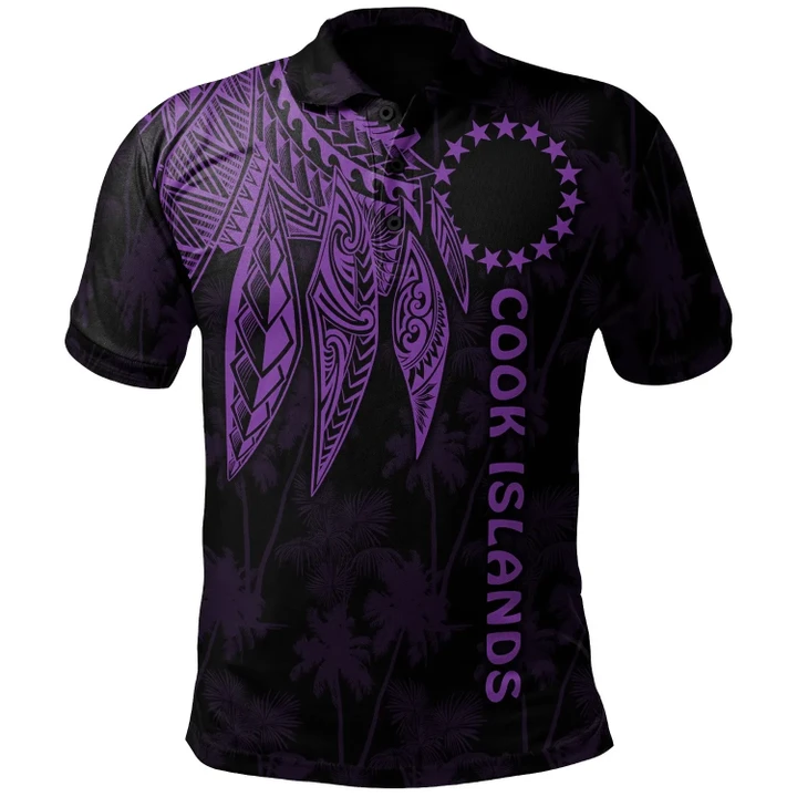 Alohawaii Shirt, Polo Shirt Polynesian Hibiscus Cook Islands Polynesian Wings (Purple) | Alohawaii.co