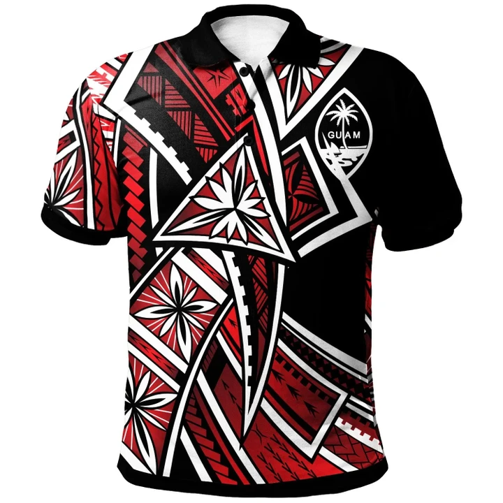 Alohawaii Shirt, Polo Shirt Polynesian Hibiscus Guam, Tribal Flower Special Pattern Red Color | Alohawaii.co