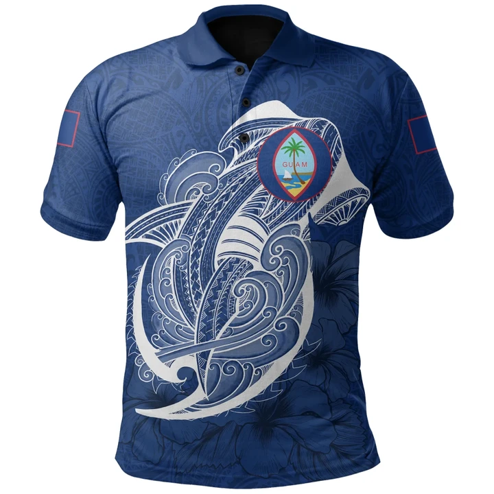 Alohawaii Shirt, Polo Shirt Polynesian Hibiscus Guam Shark Coat Of Arms | Alohawaii.co