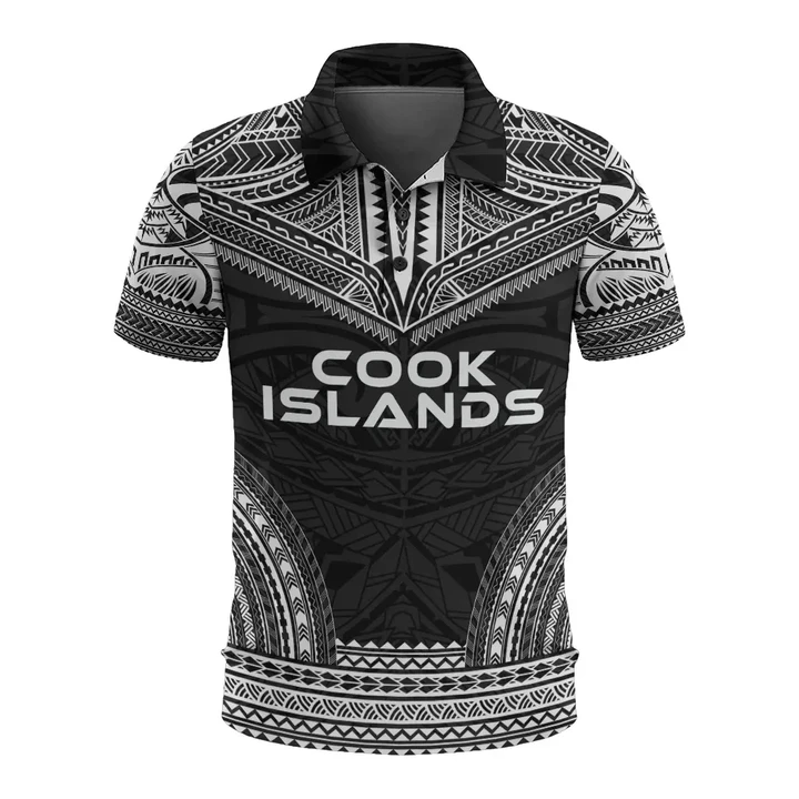 Alohawaii Shirt, Polo Shirt Polynesian Hibiscus Cook Islands, Polynesian Chief Black Version | Alohawaii.co