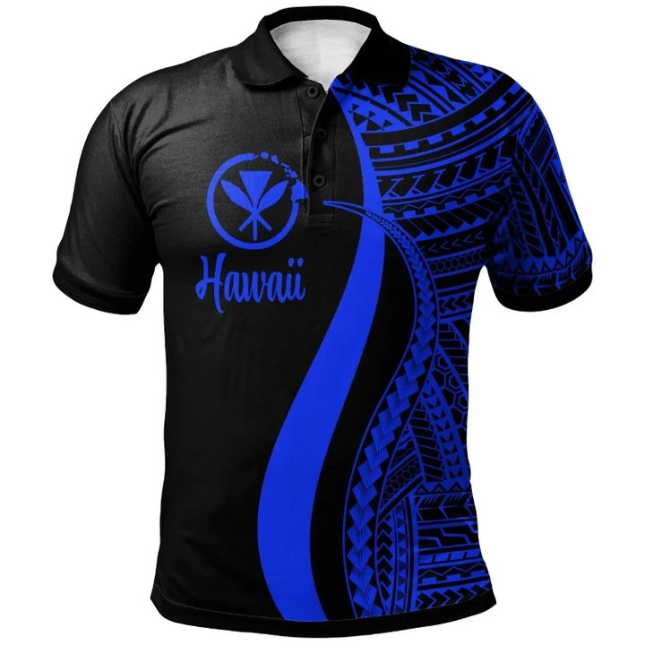 Alohawaii Shirt, Polo Shirt Polynesian Hibiscus Hawaii Blue, Polynesian Tentacle Tribal Pattern | Alohawaii.co