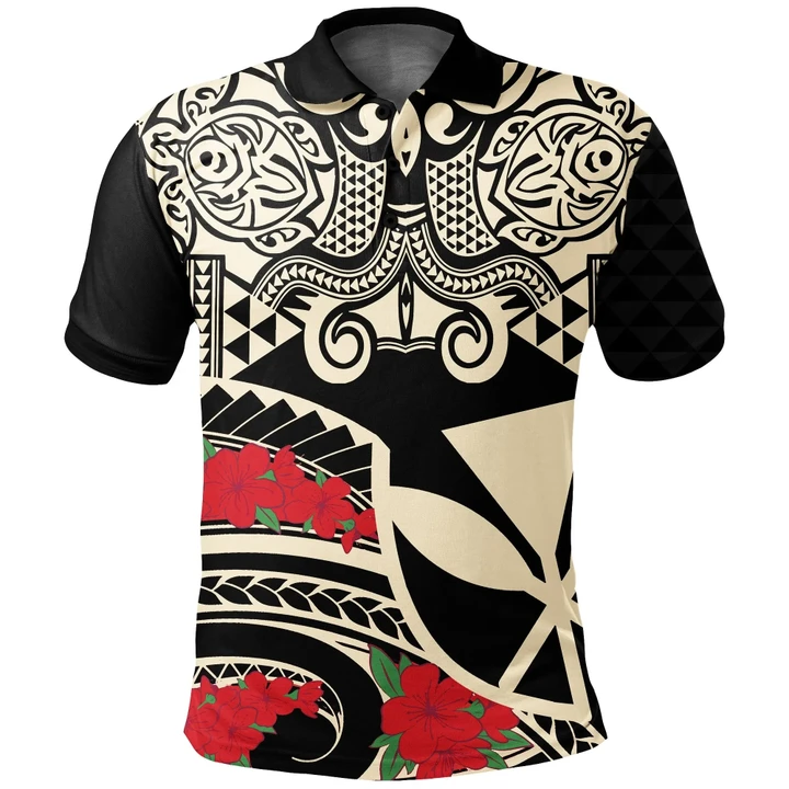 Alohawaii Shirt, Polo Shirt Polynesian Hibiscus Hawaii, Polynesian Pattern Vintage Style Black Color | Alohawaii.co