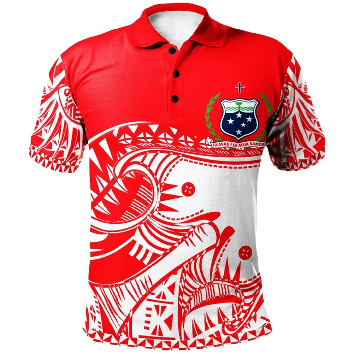 Alohawaii Shirt, Polo Shirt Polynesian Hibiscus Samoa Custom Personalised, Dynamic Sport Style Red White Color | Alohawaii.co