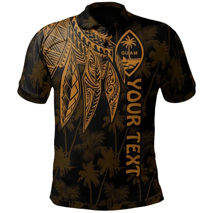 Alohawaii Shirt, Polo Shirt Polynesian Hibiscus Guam Personalised Polynesian Wings (Golden) | Alohawaii.co