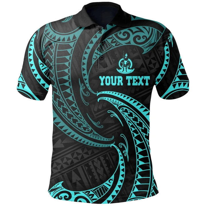 Alohawaii Shirt, Polo Shirt Polynesian Hibiscus Vanuatu Polynesian Custom Personalised, Neon Blue Tribal Wave | Alohawaii.co