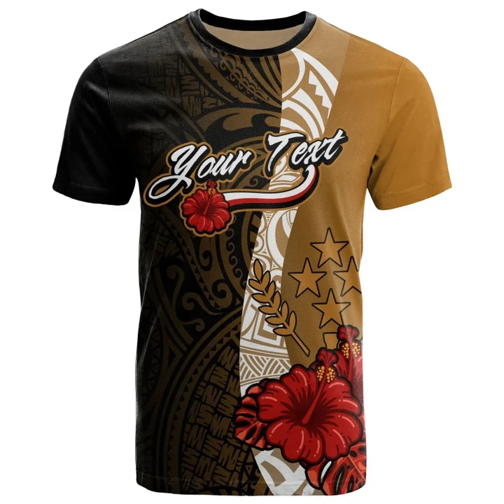 Alohawaii T-Shirt - Tee Kosrae Micronesia Custom Personalised - Coat Of Arms With Hibiscus Gold | Alohawaii.co