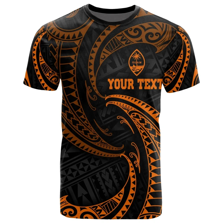 Alohawaii T-Shirt - Tee Guam Polynesian Custom Personalised - Orange Tribal Wave | Alohawaii.co