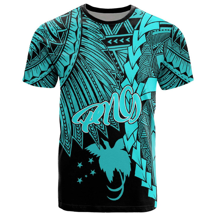 Alohawaii T-Shirt - Tee Papua New Guinea Polynesian - Tribal Wave Tattoo Neon Blue | Alohawaii.co