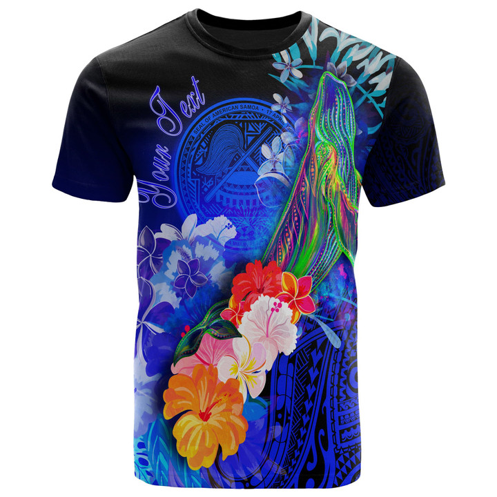 Alohawaii T-Shirt - Tee American Samoa Polynesian Custom Personalised - Humpback Whale with Tropical Flowers | Alohawaii.co