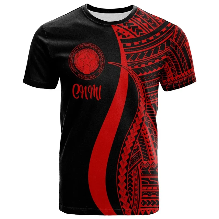 Alohawaii T-Shirt - Tee Northern Mariana Islands Red Polynesian Tentacle Tribal Pattern | Alohawaii.co