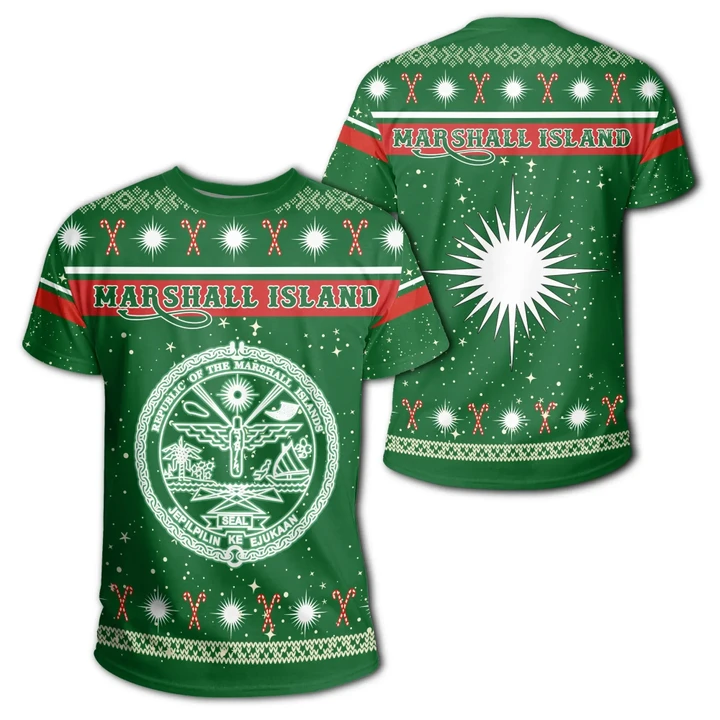 Alohawaii T-Shirt - Tee Marshall Islands Coat Of Arms - Green - Christmas Style | Alohawaii.co