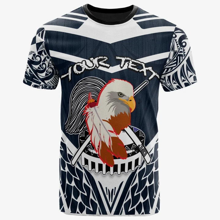 Alohawaii T-Shirt - Tee American Samoa Custom Personalised - The Eagle With Polynesian Pattern Version Black | Alohawaii.co