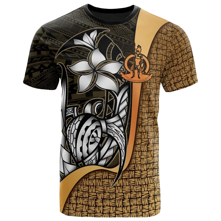 Alohawaii T-Shirt - Tee Vanuatu Coat of Arm Gold - Turtle with Hook | Alohawaii.co