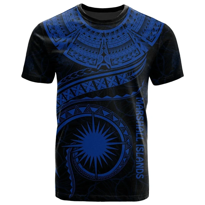 Alohawaii T-Shirt - Tee Marshall Islands Polynesian - Marshall Islands Waves (Blue) | Alohawaii.co