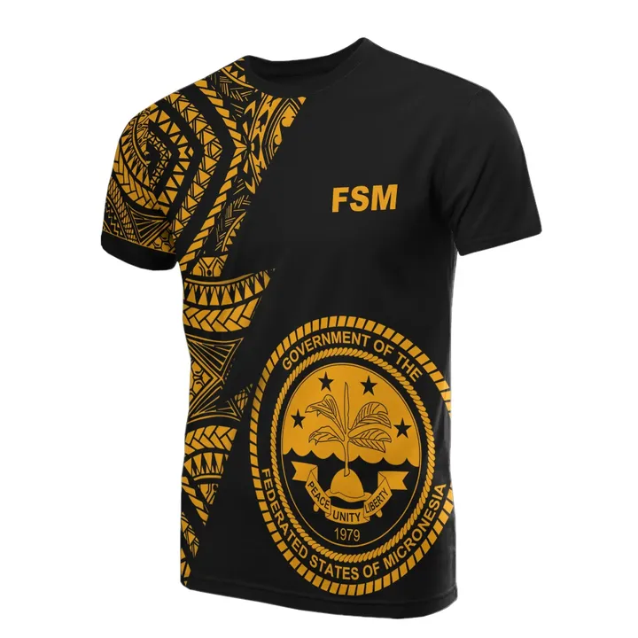 Alohawaii T-Shirt - Tee Federated States of Micronesia - Micronesian Pattern Gold Flash Style | Alohawaii.co