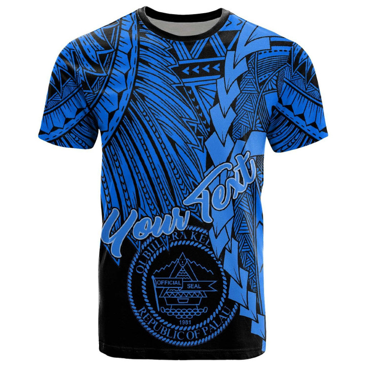 Alohawaii T-Shirt - Tee Palau Polynesian Custom Personalised - Tribal Wave Tattoo Blue | Alohawaii.co