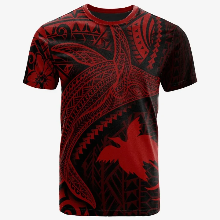 Alohawaii T-Shirt - Tee Papua New Guinea - Humpback Whale & Coat of Arms Red | Alohawaii.co