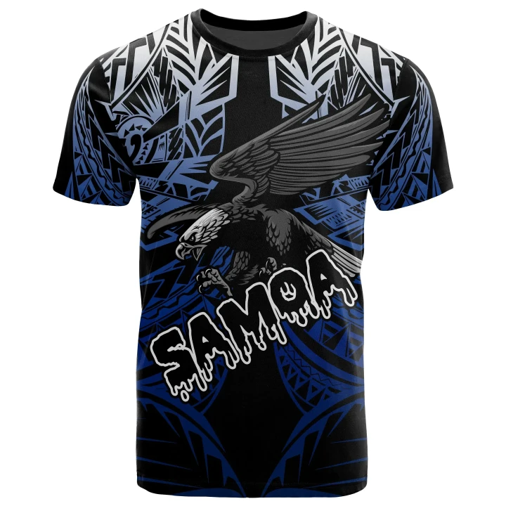 Alohawaii T-Shirt - Tee Samoa Polynesian - Eagle Tribal Pattern Blue | Alohawaii.co