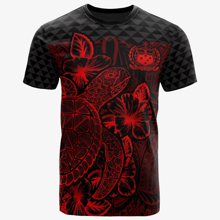 Alohawaii T-Shirt - Tee Samoa Polynesian - Turtle Hibiscus Red | Alohawaii.co
