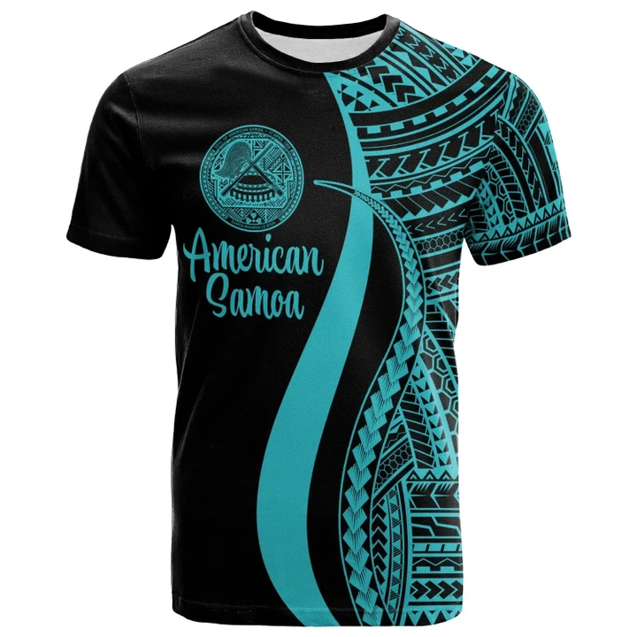 Alohawaii T-Shirt - Tee American Samoa Turquoise - Polynesian Tentacle Tribal Pattern | Alohawaii.co