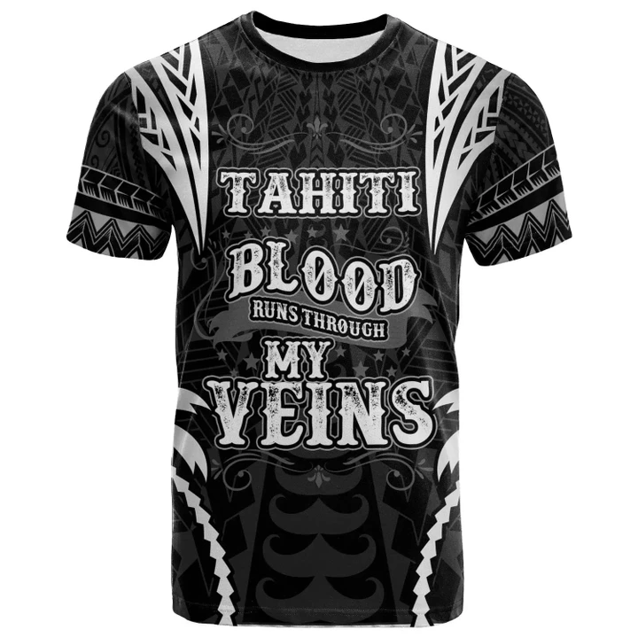 Alohawaii T-Shirt - Tee Tahiti - Blood Runs Through My Veins Style Black | Alohawaii.co