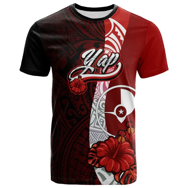 Alohawaii T-Shirt - Tee Yap Micronesia - Coat Of Arm With Hibiscus | Alohawaii.co