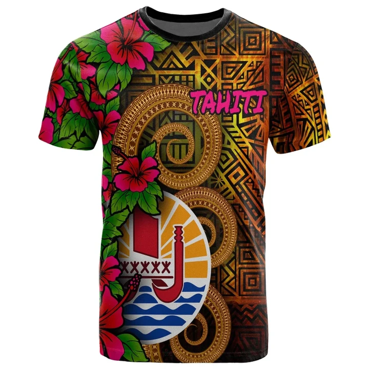 Alohawaii T-Shirt - Tee Tahiti Polynesian - Tiki With Hibiscus | Alohawaii.co