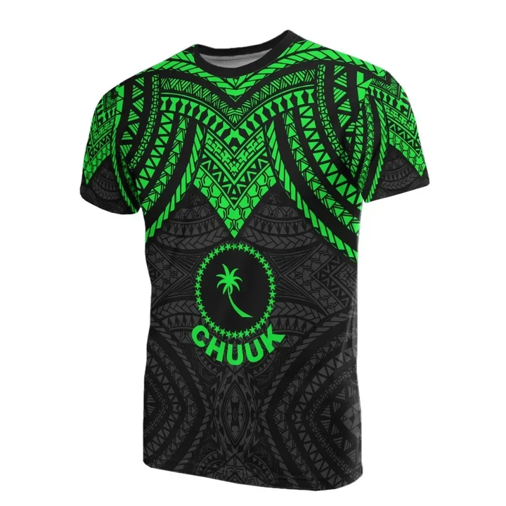 Alohawaii T-Shirt - Tee Chuuk - Micronesian Pattern Green Armor Style | Alohawaii.co