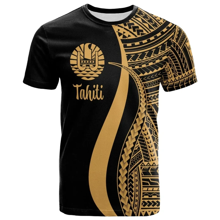 Alohawaii T-Shirt - Tee Tahiti Gold - Polynesian Tentacle Tribal Pattern | Alohawaii.co