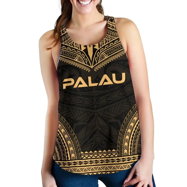 Alohawaii Tank Top - Women's Racerback Tank Palau - Polynesian Chief Gold Version | Alohawaii.co