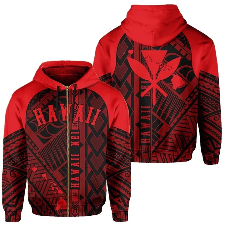 Alohawaii Clothing, Zip Hoodie Hawaii Nei Polynesian Red | Alohawaii.co