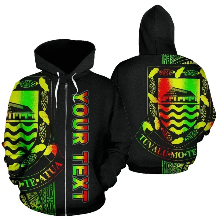 Alohawaii Clothing, Zip Hoodie Tuvalu Polynesian Personalised Custom Line Reggae | Alohawaii.co
