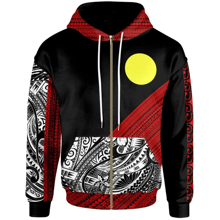 Alohawaii Clothing, Zip Hoodie Palau, Custom Personalised, Polynesian Diagonal Pattern Red | Alohawaii.co