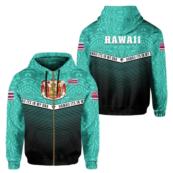 Alohawaii Clothing, Zip Hoodie Hawaii Polynesian Turquoise, Mix Style | Alohawaii.co