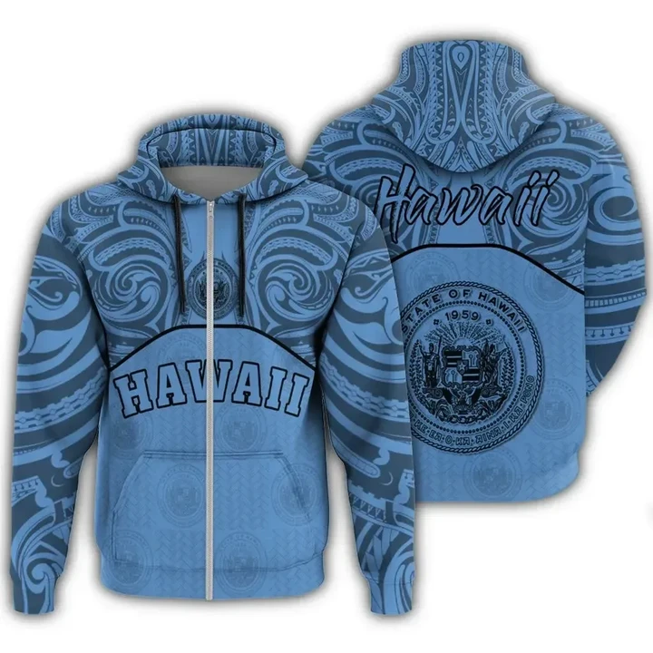 Alohawaii Clothing, Zip Hoodie Hawaii Coat Of Arms Demodern Style Pastel | Alohawaii.co