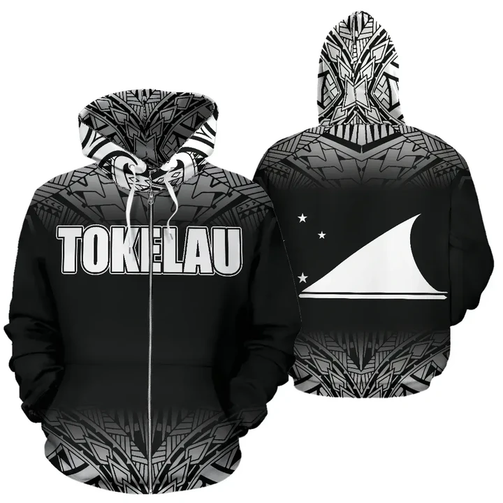 Alohawaii Clothing, Zip Hoodie Tokelau All Over Fog Black Style | Alohawaii.co