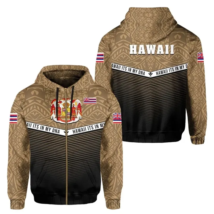 Alohawaii Clothing, Zip Hoodie Hawaii Polynesian Gold, Mix Style | Alohawaii.co