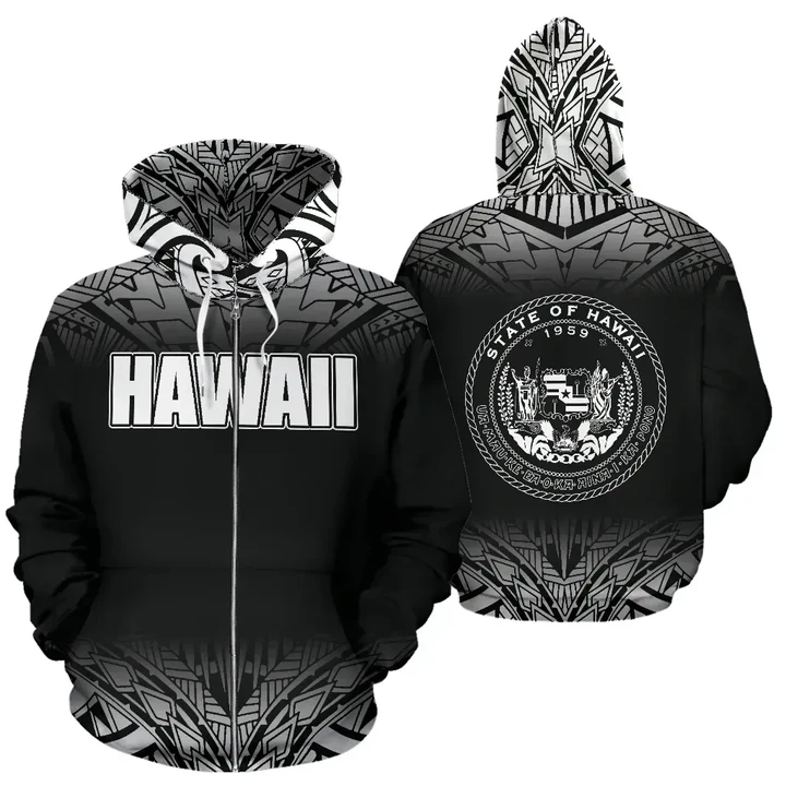 Alohawaii Clothing, Zip Hoodie Hawaii Polynesian Coat Of Arms Bn09 | Alohawaii.co