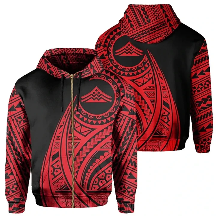 Alohawaii Clothing, Zip Hoodie Hawaii Mauna Kea Polynesian Tatoo Style Red | Alohawaii.co