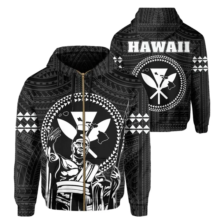 Alohawaii Clothing, Zip Hoodie Hawaii King Kanaka Kakau | Alohawaii.co