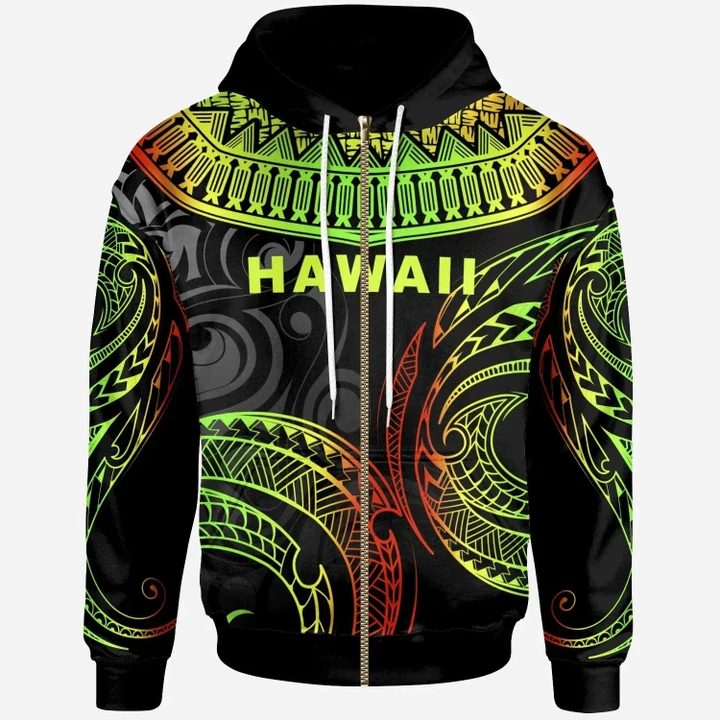 Alohawaii Clothing, Zip Hoodie Hawaii Custom Personalised, Unique Serrated Texture Reggae | Alohawaii.co