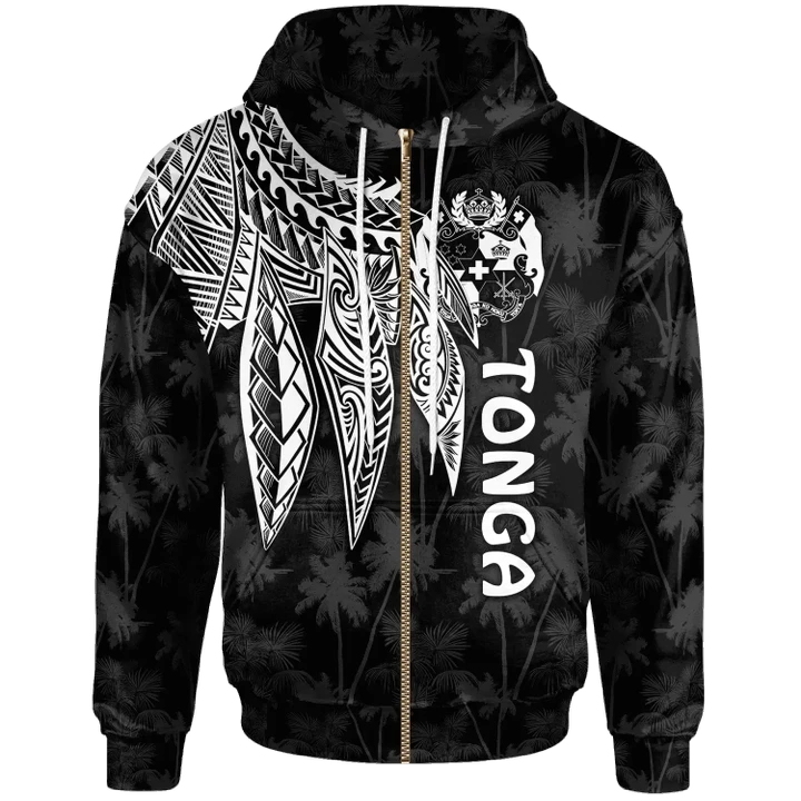 Alohawaii Clothing, Zip Hoodie Tonga, Polynesian Wings (White) | Alohawaii.co