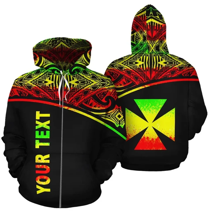 Alohawaii Clothing, Zip Hoodie Wallis and Futuna Polynesian Personalised Custom, Reggae Curve | Alohawaii.co