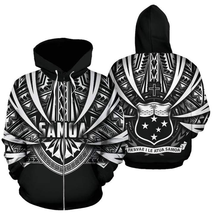 Alohawaii Clothing, Zip Hoodie Samoa Polynesian All Over Coat Of Arms | Alohawaii.co