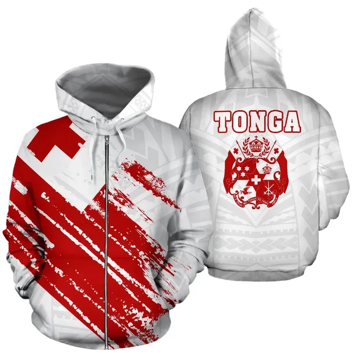 Alohawaii Clothing, Zip Hoodie Tonga Flag Coat Of Arms Polynesian | Alohawaii.co