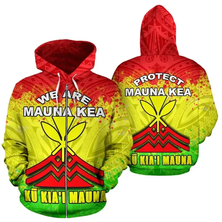 Alohawaii Clothing, Zip Hoodie Hawaii Ku Kiai Mauna Kanaka Maoli Flag BN09 | Alohawaii.co