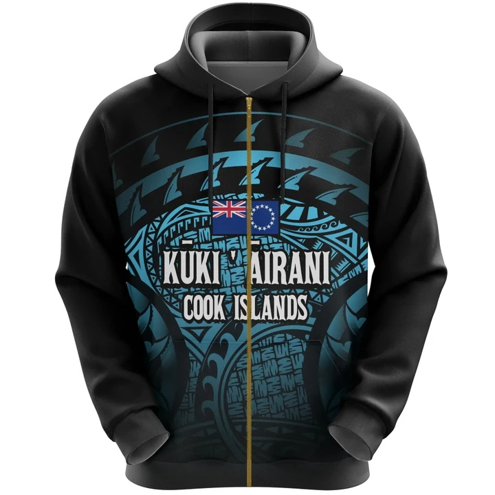 Alohawaii Clothing, Zip Hoodie Cook Islands Turtle (Turquoise) | Alohawaii.co